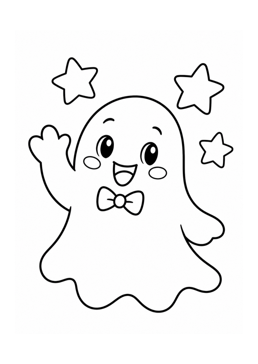 Friendly Ghost Coloring Card | PrintablePage.org