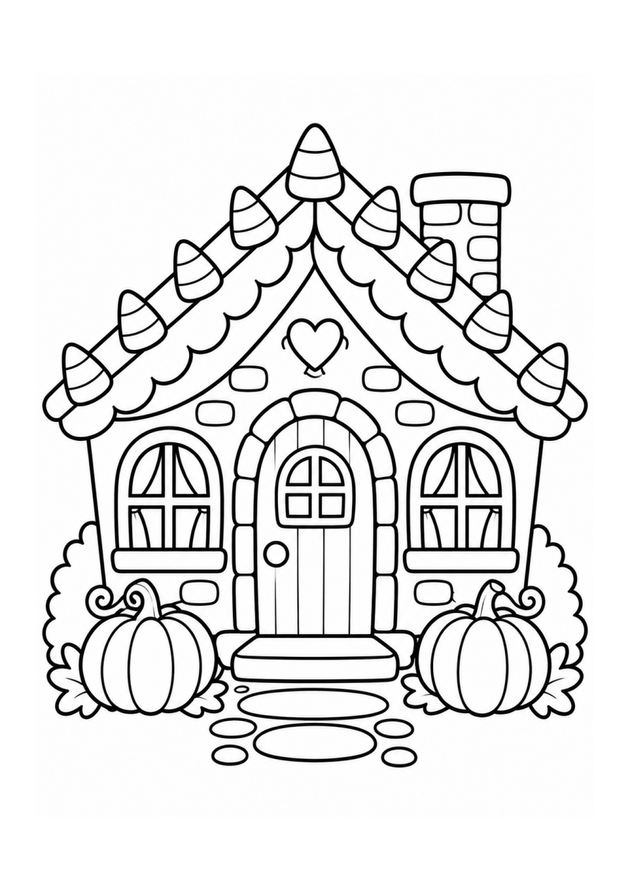 万圣节糖果小屋涂色卡