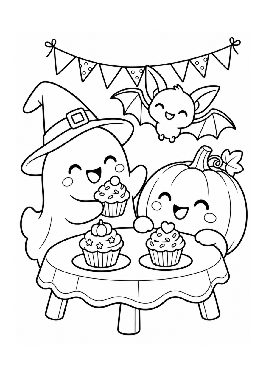 Halloween Party Coloring Card