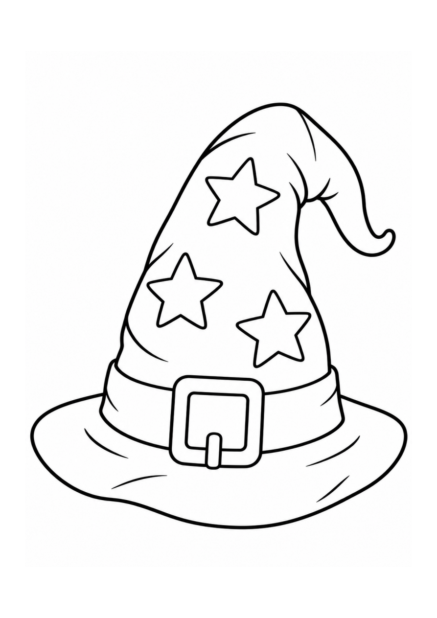星星女巫帽涂色卡